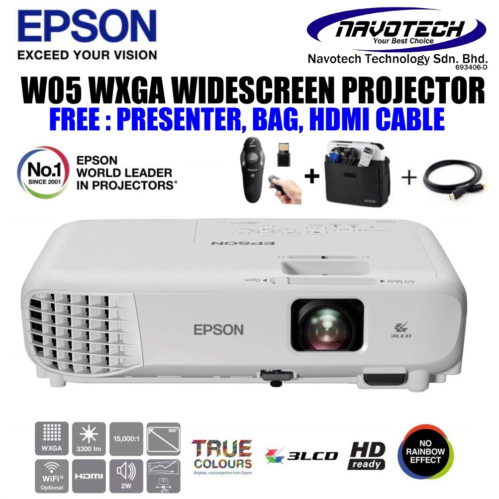 EPSON EBW05/EBW06 WXGA 3 LCD Projector 3300 Lumen Shopee Malaysia