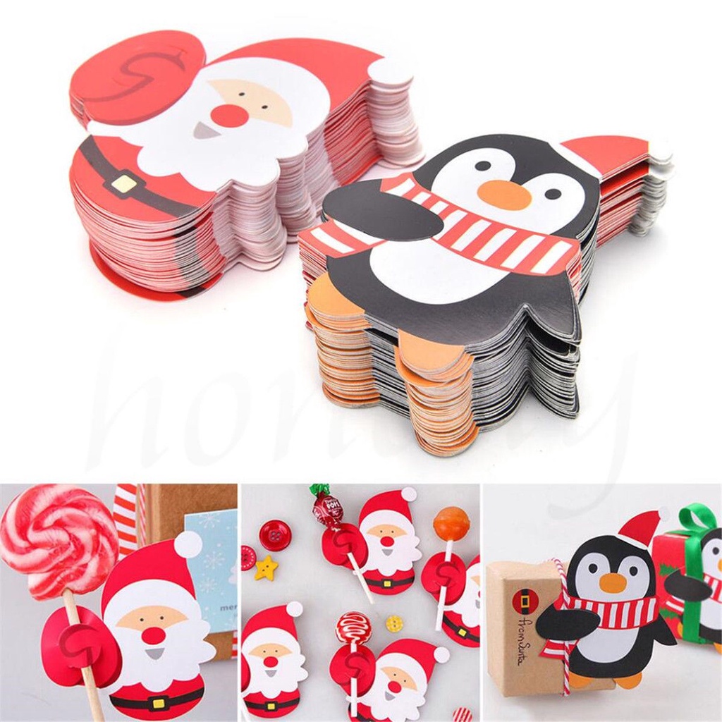 25Pcs/Set Christmas Paper Chocolate Lollipop Sticks / Cake Pops Xmas Decor / Christmas Home Decoration Products