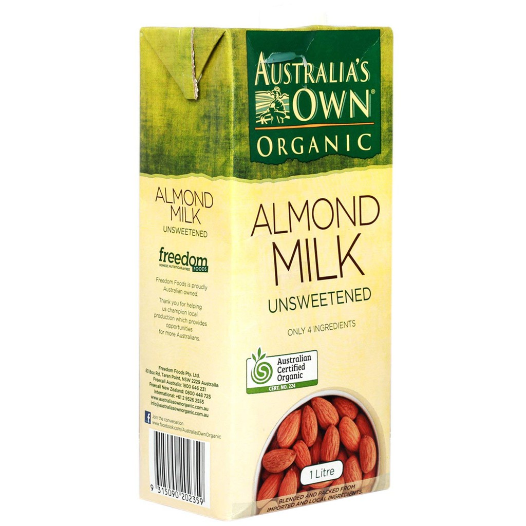 Buy Australias Own Organic Unsweetened Almond Milk 1 Liter