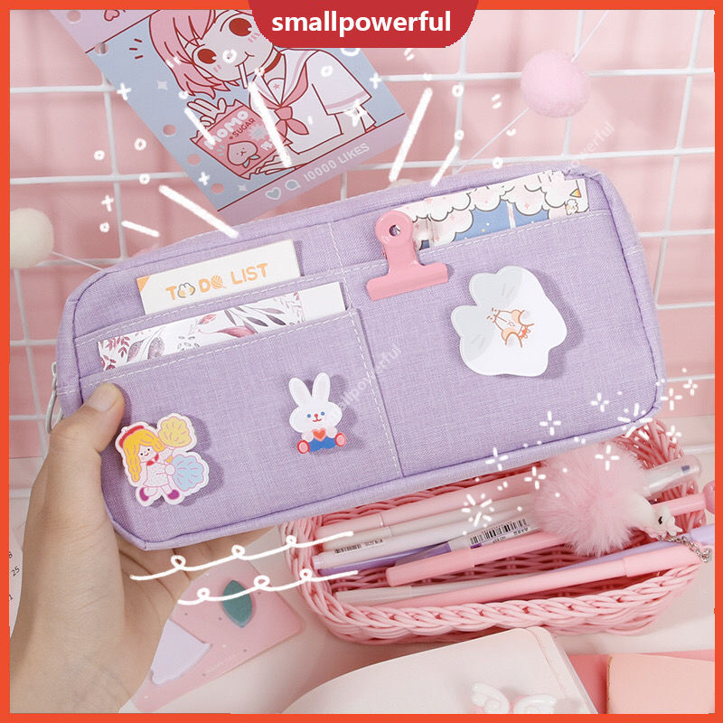Sma Ins Badge Pencil Case Korean Pencil Box Cute Large Capacity Shopee Malaysia