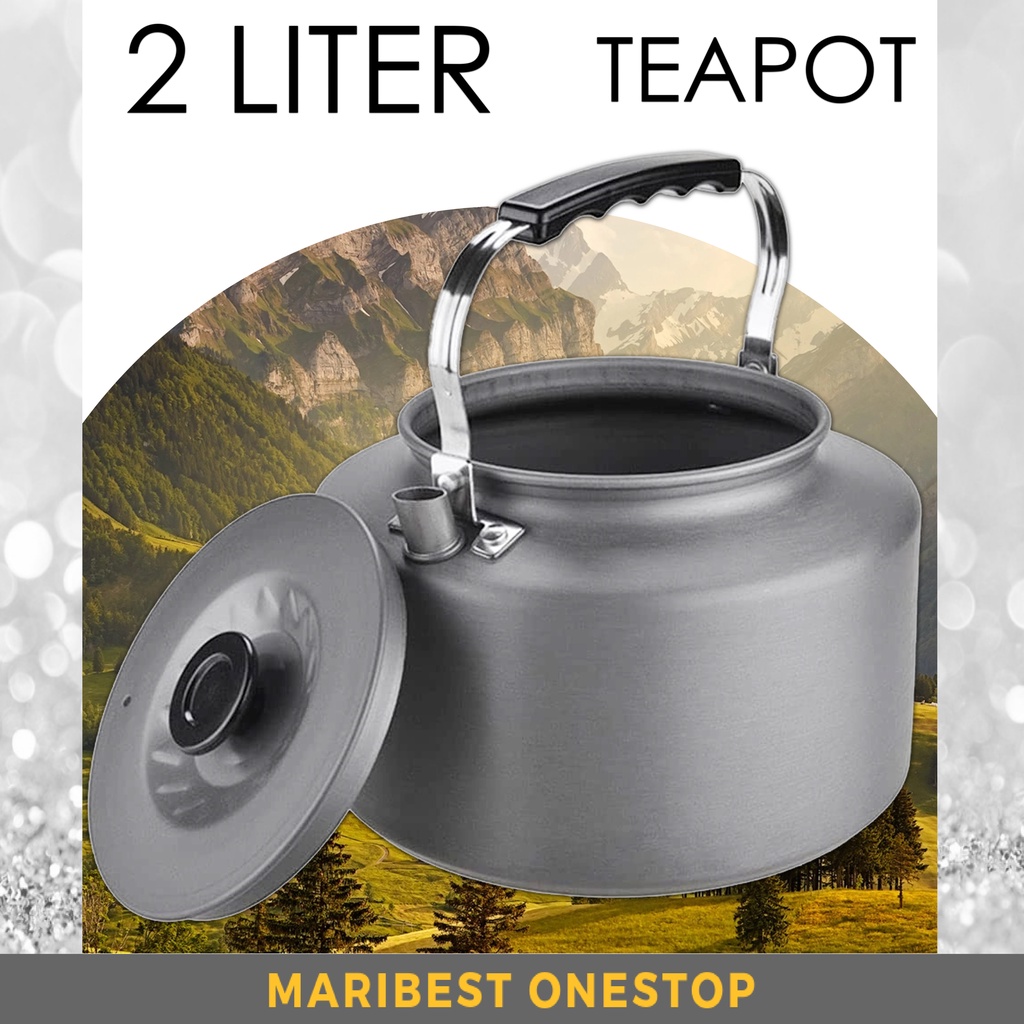 2 Liter Camping Teapot Large Camping Kettle Lightweight Portable Teapot Khemah outdoor Hiking Cooking Water Kettle
