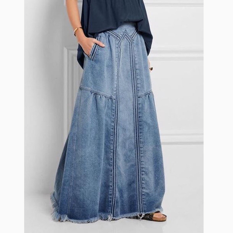 blue jean skirts elastic waist