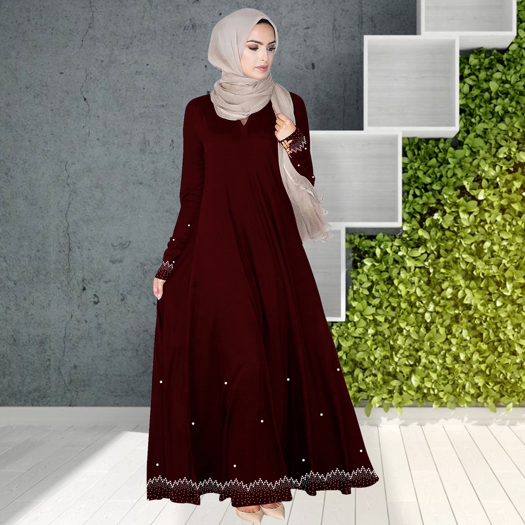 dress maroon muslimah