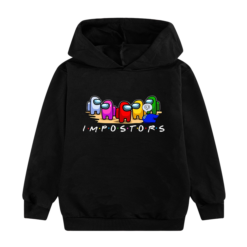 Game Among Us Cartoon Kids Hoodie Long Sleeve Loose Hooded Pullover Sweatshirt for Boys Girls