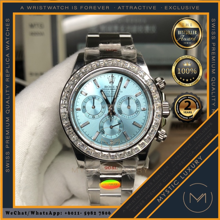 SWISS QUALITYRL ROLEXS DAYT0NA SS ARABIC PRESIDENT DIAMOND 40MM ICE BLUE DIAL  MYSTIC LUXURY MEN WATCH JAM LUXURY