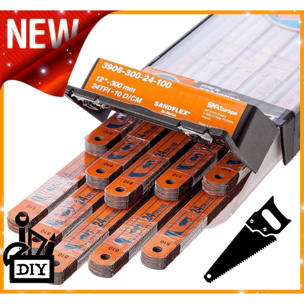 Original Bahco Sweden Sandflex Hand Hack Saw Blade (12''x 24T) Backing