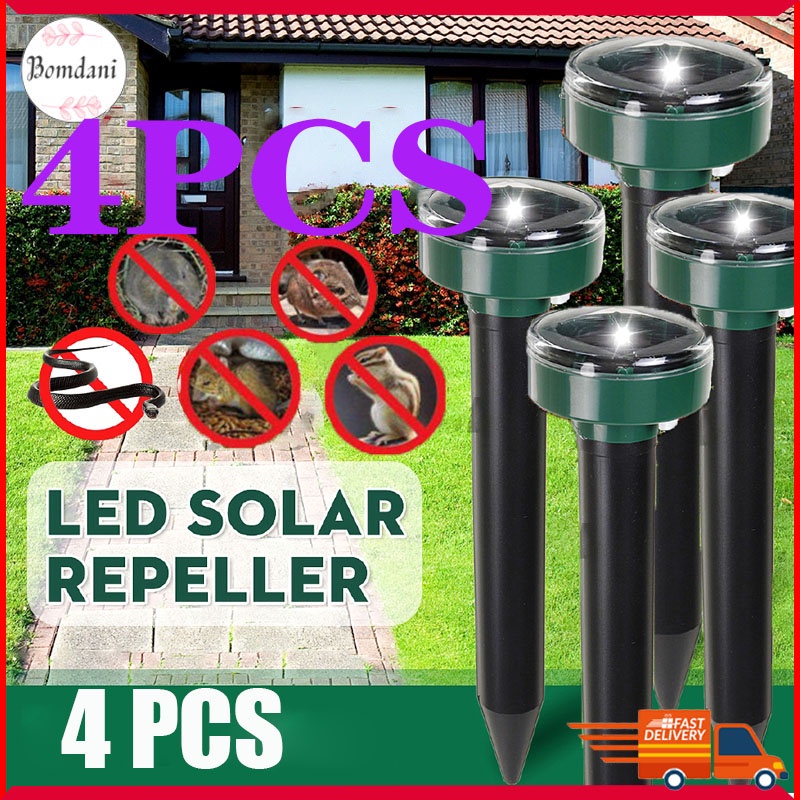 ❀Fast shipping❀ 4PCS Solar Repeller Ultrasonic solar pest repeller waterproof Snake Mouse Pest Repeller