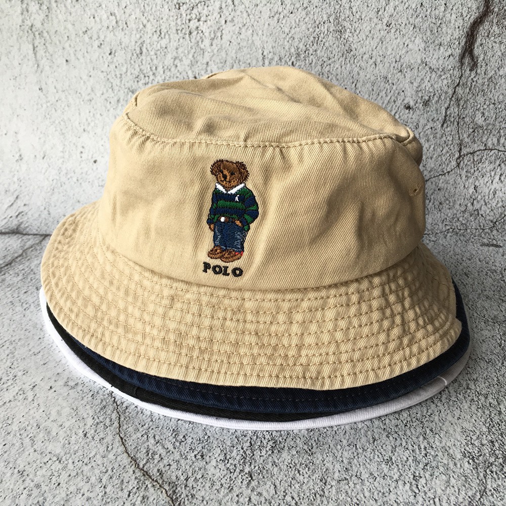 beige polo bucket hat