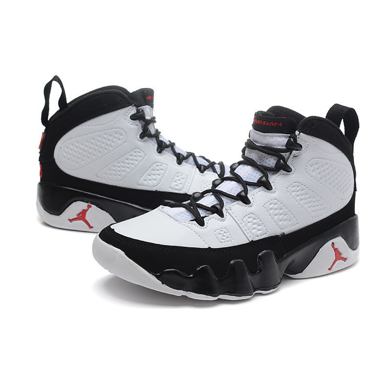 white and red jordan 9s