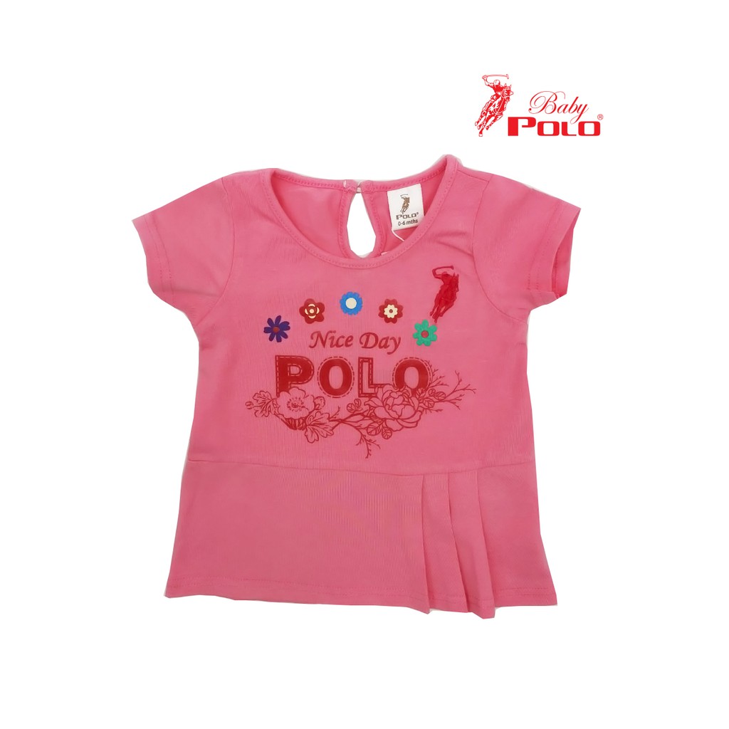 Infant Polo Girl Short Sleeve Dress - Blue/ Pink 10-700037