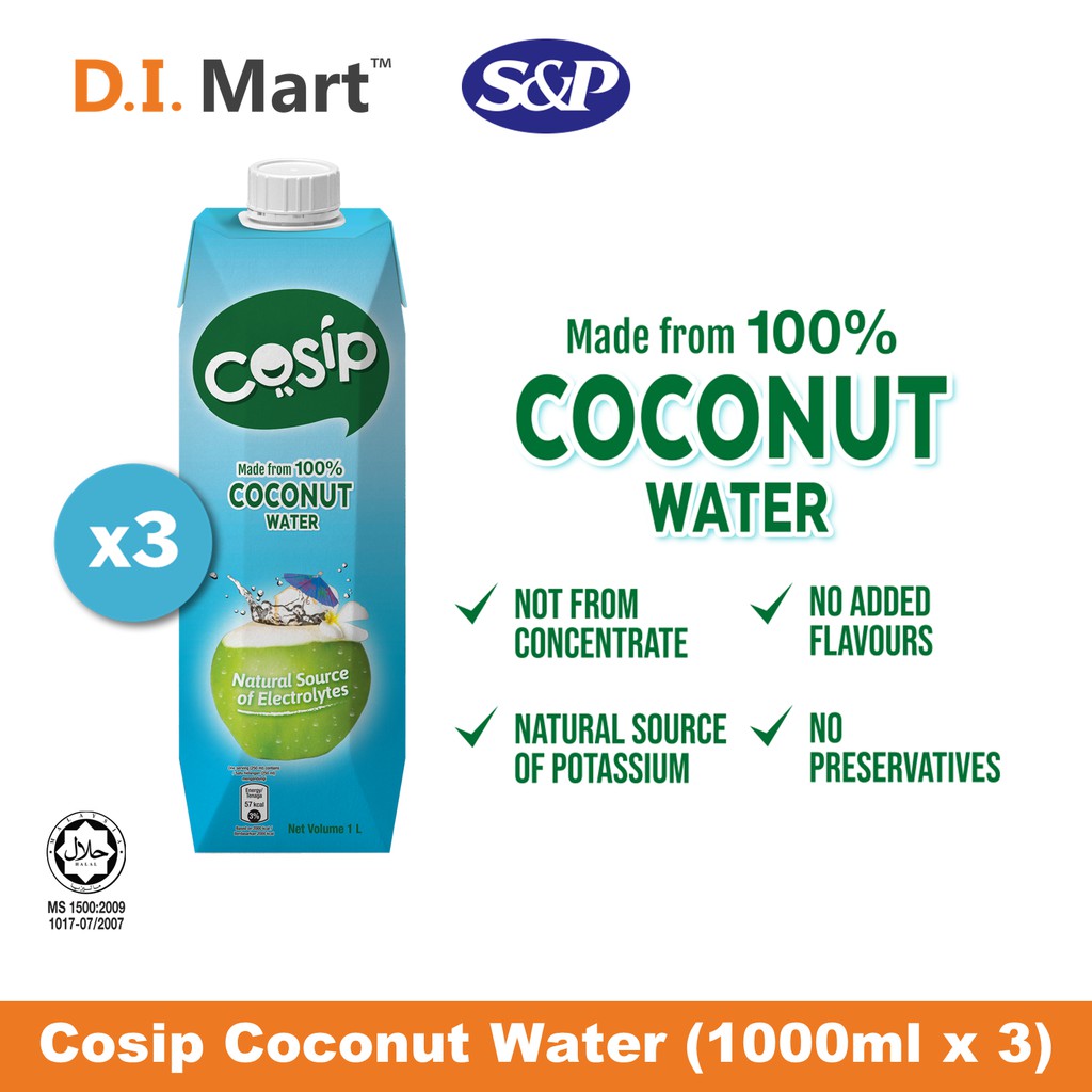 Cosip Coconut Water Air Kelapa (1L/ 1000ml x3) Shopee Malaysia