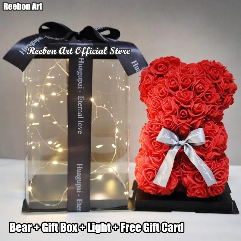 Wedding Rose Flower Gift Box Bouquet Bear Plush Doll Gift Day Valentine's D8P1
