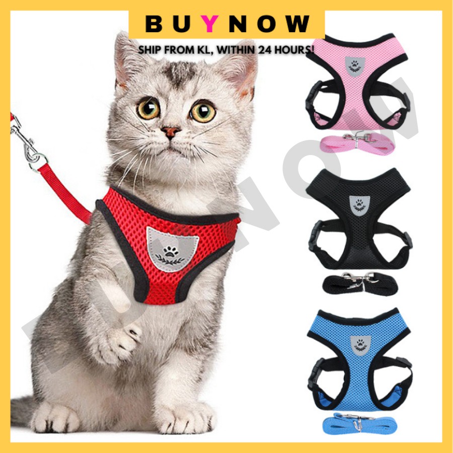 🐾READY STOCK🐾Tali Kucing Berjalan Pet Harness Lead Dog Harness Lead Cat