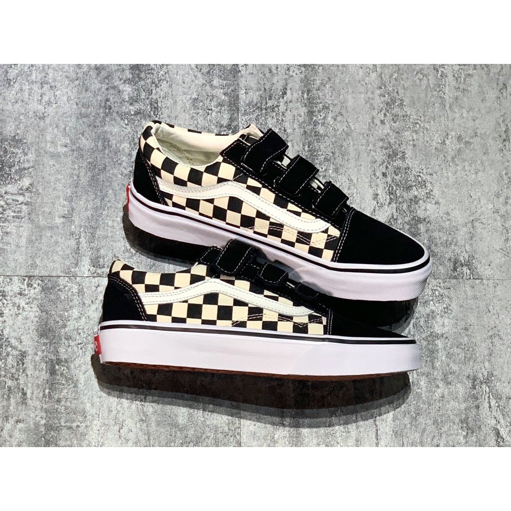 vans old skool velcro checkerboard