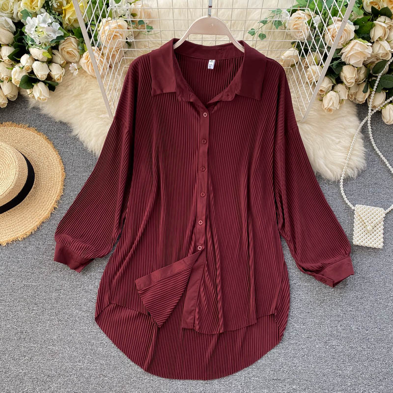  Korean  Style Women Ladies Loose Chiffon  Pleated Big Size 