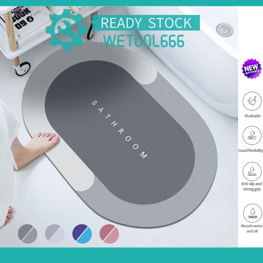 WT Bathroom Mat Nordic Style AntiSlip Fast Dry Mat Pad Floor Mat