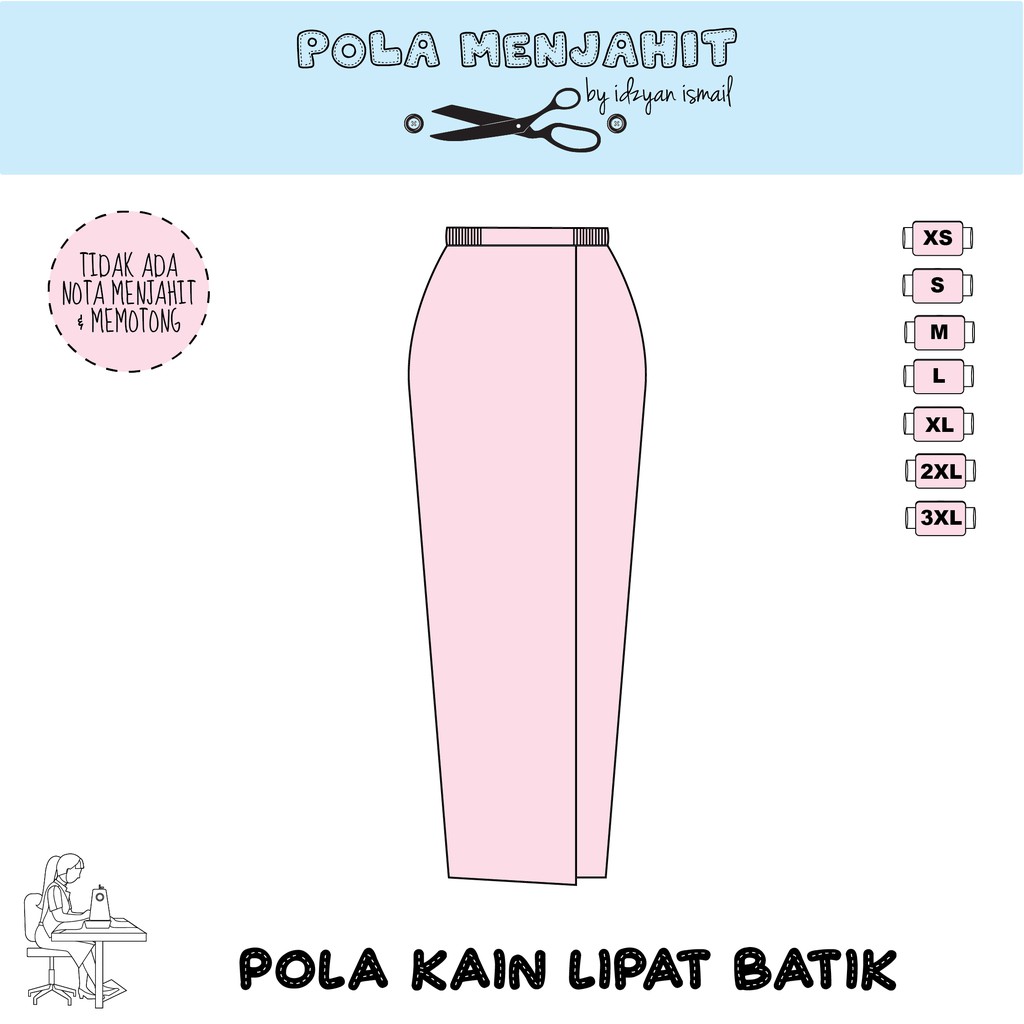 POLA KAIN LIPAT BATIK | POLA KAIN SELISIH DEPAN | POLA KAIN PAKAI