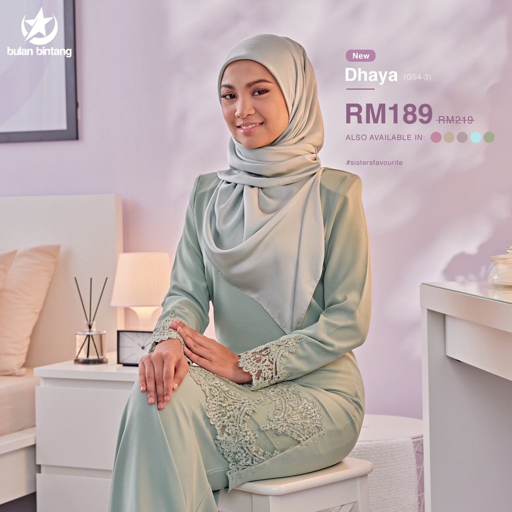 [ WOMEN ] DHAYA Baju Kurung Bulan Bintang 2022 ( GS 4 15 )  Shopee