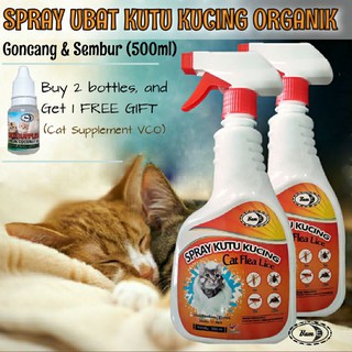 Spray Ubat Kutu Kurap Kucing Organik (Lavender) 500ml cat 