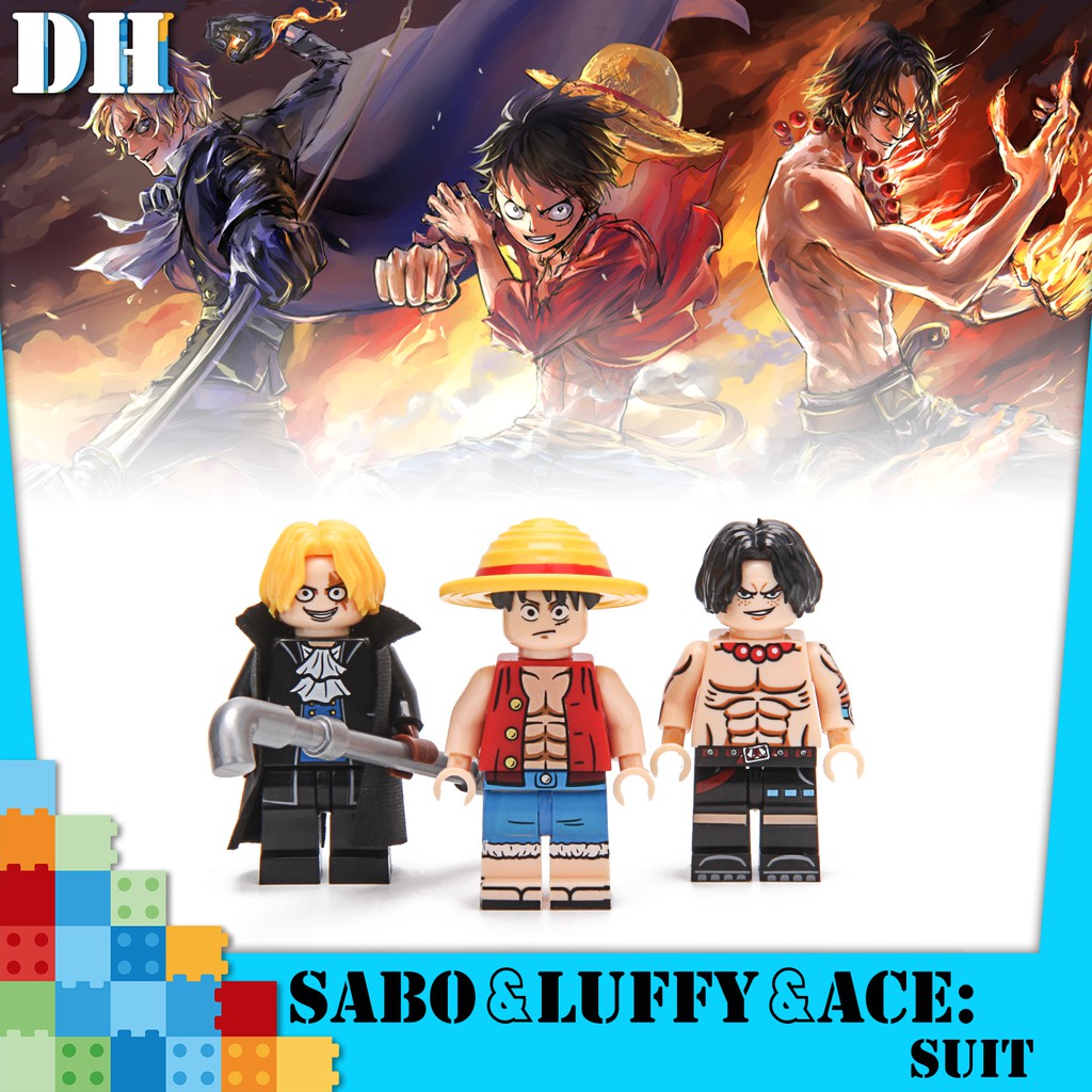 Monkey D Luffy Ace Sabo One Piece Minifigures Lego Compatible Building Blocks Shopee Malaysia
