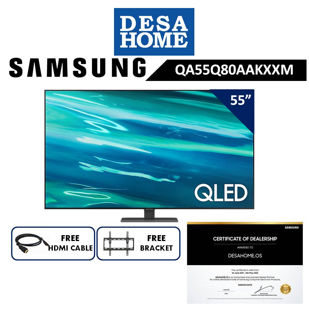 SAMSUNG QLED 4K Smart TV (55") [Free HDMI Cable + Bracket] QA55Q80AAKXXM