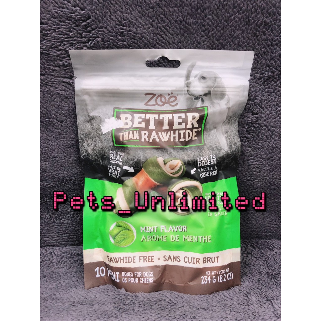Zoe Better than Rawhide Mini Bones Mint 10 pack 234 g Shopee
