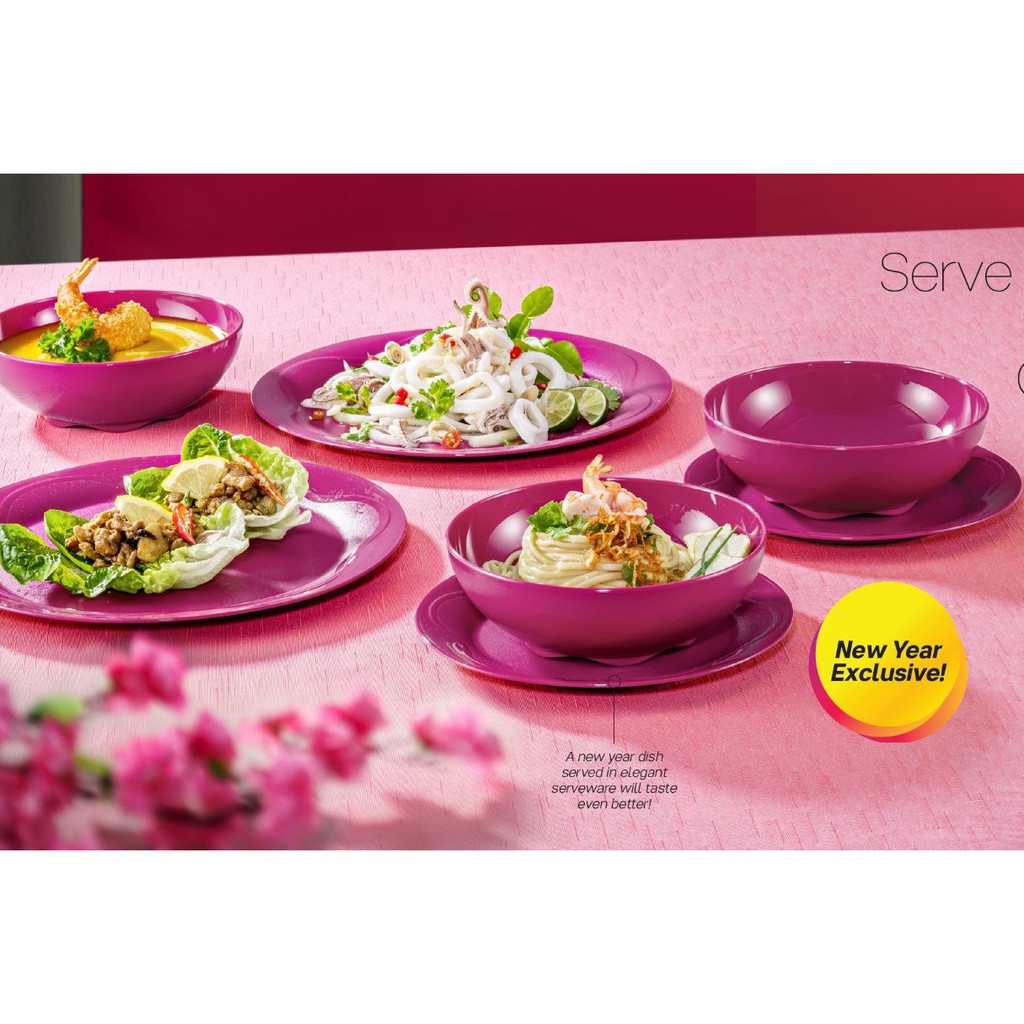 Tupperware 12pcs Camellia Collection Dining Serveware set / Set Pinggan Mangkuk