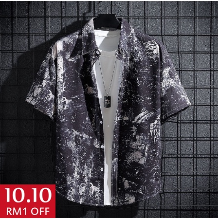 Tie Dye Short Sleeved Shirt Male Hong Kong Style Ins Casual Handsome Flower Shirt Korean Style Trend 2021 Summer Thin Jacket Tie Dye Baju Lengan Pendek Lelaki Gaya Hong Kong Dalam Kaos Bunga Cantik Biasa Trenden