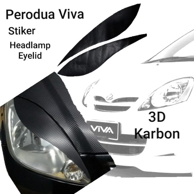 Perodua Viva Stiker Headlamp Eyelid (3D Carbon)  Shopee 
