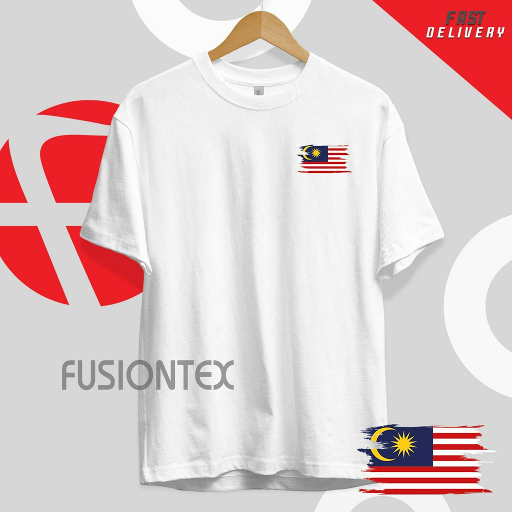 FUSIONTEX ROUND NECK T-SHIRT 100% COTTON FLAG MALAYSIA MERDEKA