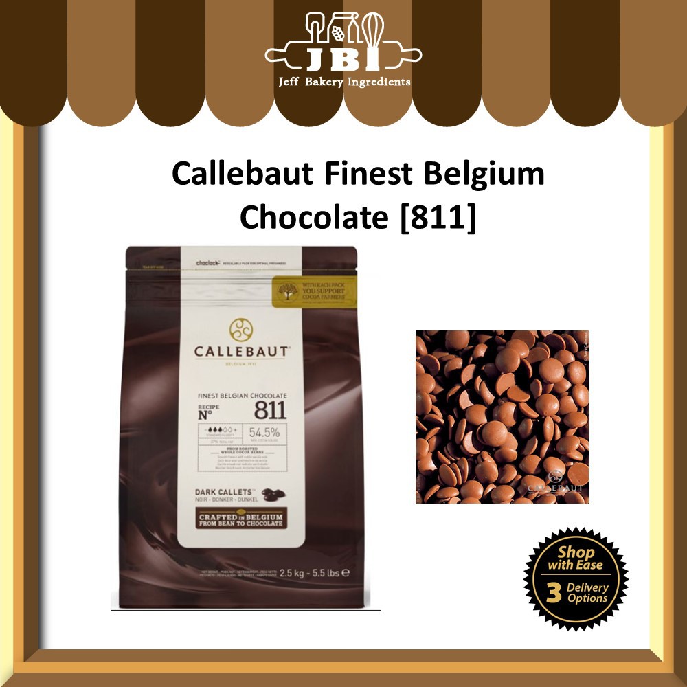 [ORI PACK] Callebaut 811 Dark Couverture 54.5% Dark Callets Finest Belgian Baking Chocolate