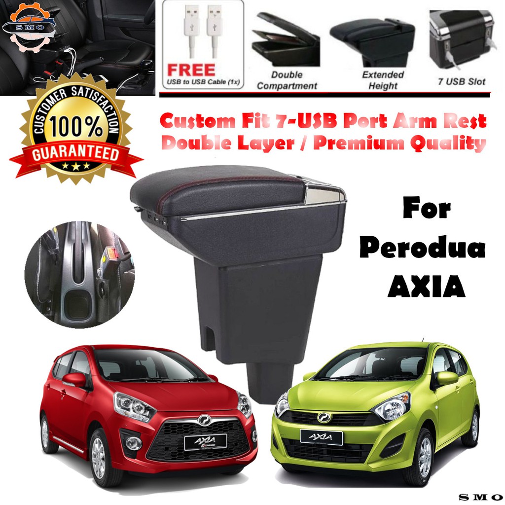 Perodua Axia Arm Rest Armrest Console Box Custom Fit Double Layer 7