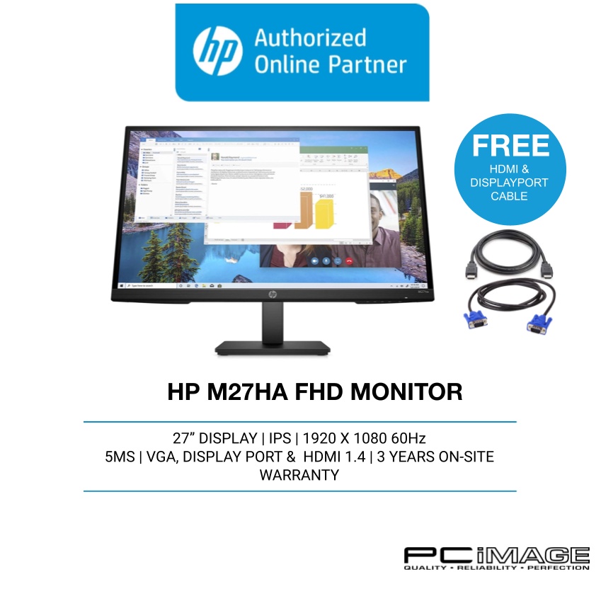 HP MONITOR M27HA 27"/1920X1080/5MS/75HZ/SPK/HD MI/VGA/DP/IPS/3YW