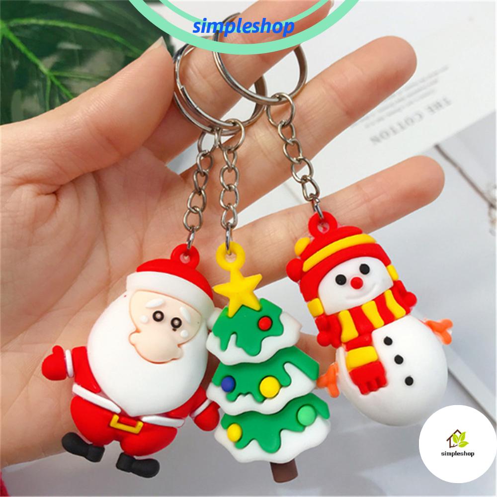 Xmas Christmas Key Chain Santa Claus Tree Chain Silicone Handbag Keyring Gift *1 