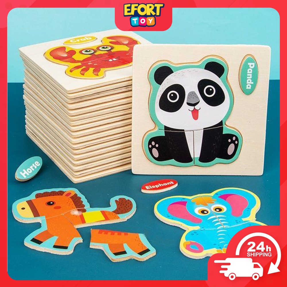 EFORT.TOYS Wooden Jigsaw Puzzle Early Education Toys For Kids Animal ...