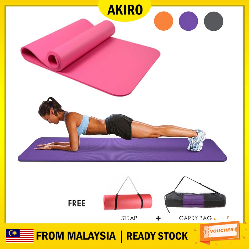 Akiro Warehouse Sales Nbr Anti Slip Yoga Mat Fitness Aerobic Gym Non Slip Extra Exercise Mat With Carry Bag Shopee Malaysia