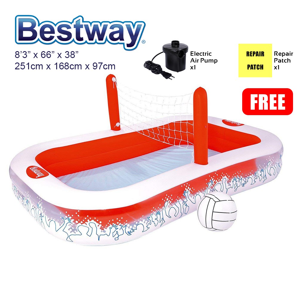 BESTWAY 54125 2.51m Inflatable Swimming Play Pool Volleyball Inflate-A-Volley Pool Kolam Mainan Bola Baling for Kids