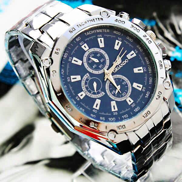 ORLANDO Men Watches Luxury Stainless Steel Quartz Wristwatches Male Clock jam tangan lelaki