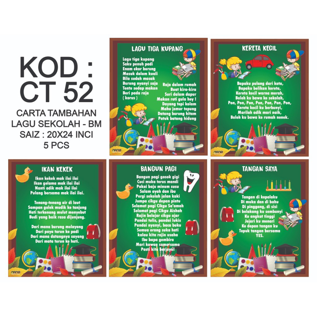 (BBM25) 5pcs POSTER CARTA LAGU CERIA KANAK2 BAHASA MELAYU | Shopee Malaysia