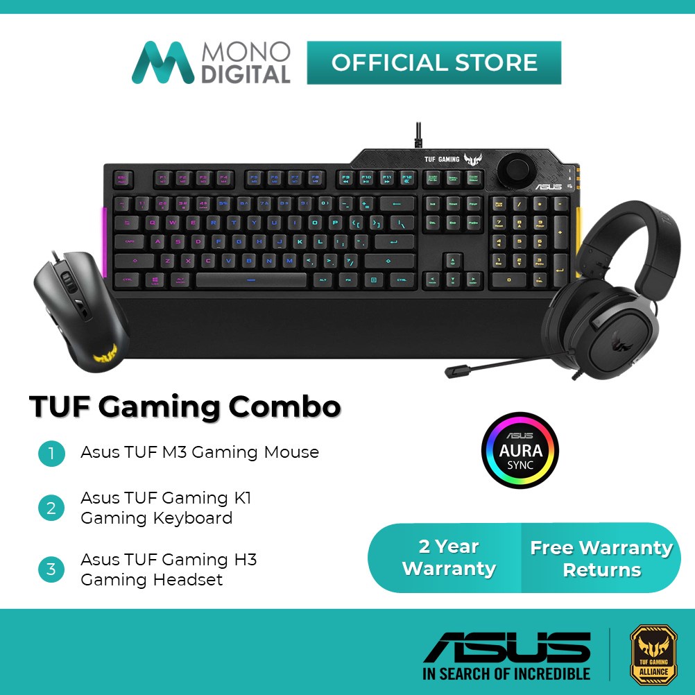 ASUS TUF Gaming K1 RGB Gaming Keyboard / Combo Set with Dedicated