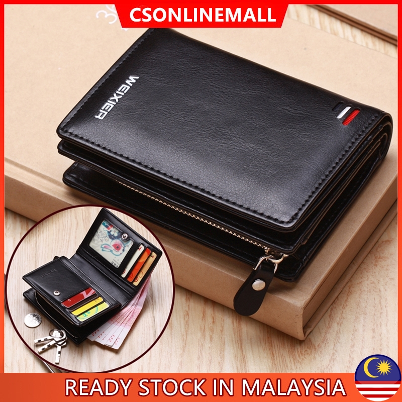 CSONLINEMALL Men Short Wallet Leather Wallet Zipper Wallets Multi-card Holder Money Clip