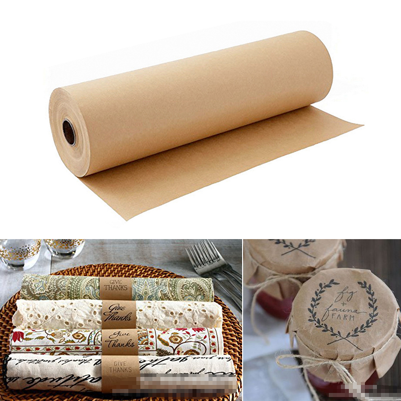 30 Meters Vintage Brown Kraft Wrapping Paper Roll Wedding Birthday