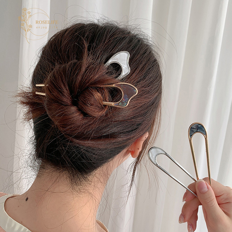Roselife Korean nyunyu Trendy Alloy U Shape Hair Clip Stick Classic
