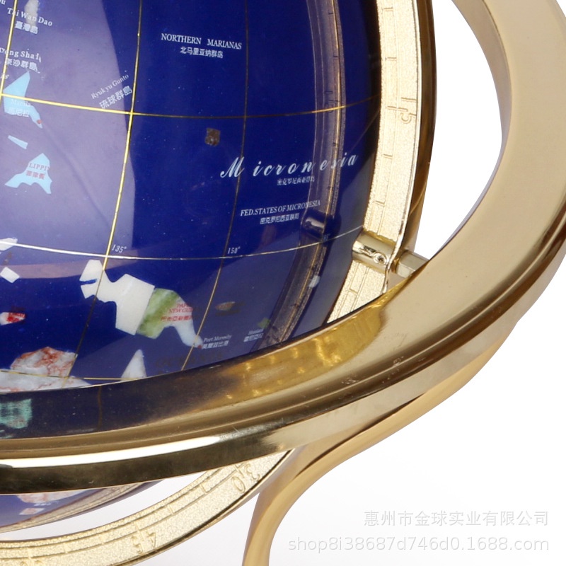 ❁◑㍿Golden ball 33CM gem desktop desktop globe crafts office study indoor decoration opening gift