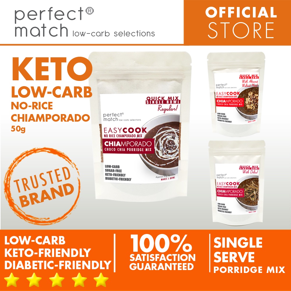 PerfectMatch Low-carb l Keto Champorado Mix l Chiamporado Single Bowl 50g l Sugar-free