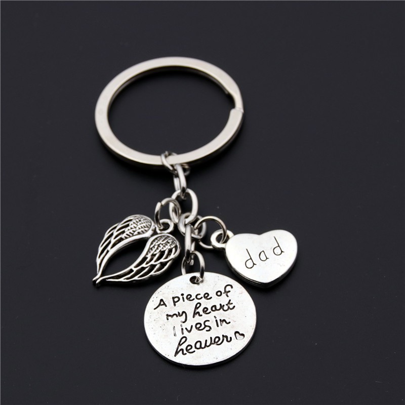 1PC A Piece Of My Heart Is In Heaven Loss of Mom Dad Grandma Memorial Key Rings Bereavement Family Sympathy Gift