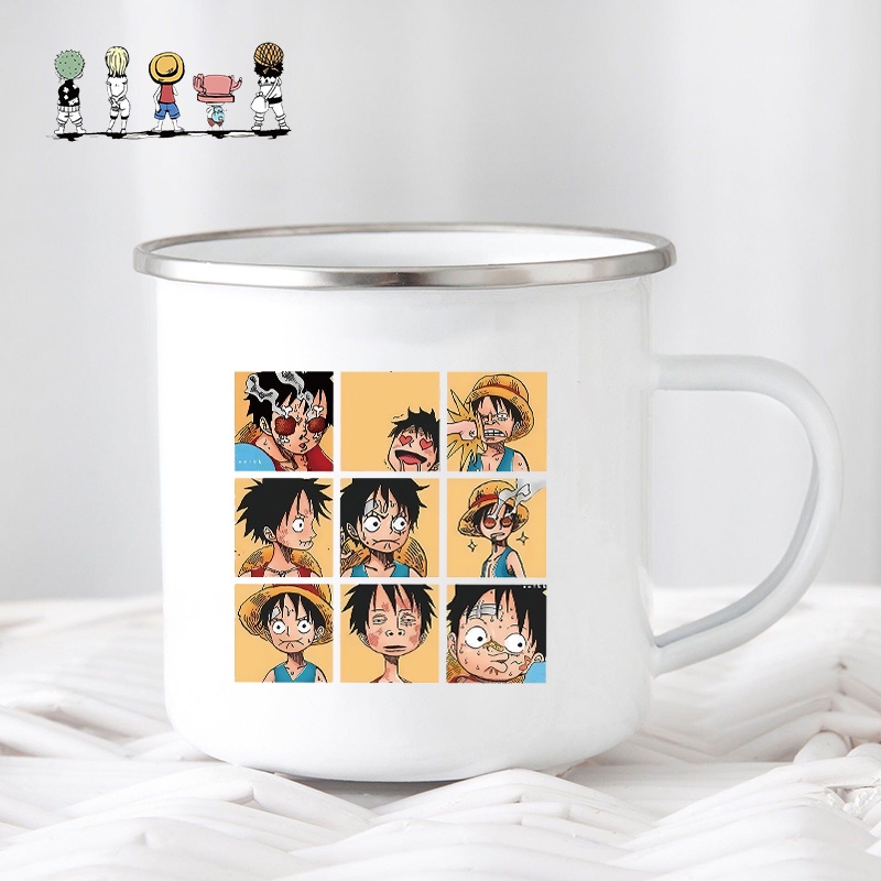 Water Cup One Piece NARUTO Print Enamel Coffee Milk Cups Hot Cocoa Chocolate Mugs Kids Anime JapaneseCute Milk Cups