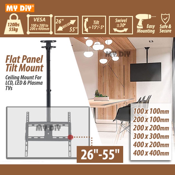 MYDIYHOMEDEPOT Ceiling Type TV Bracket 2655" Max Load 55kg