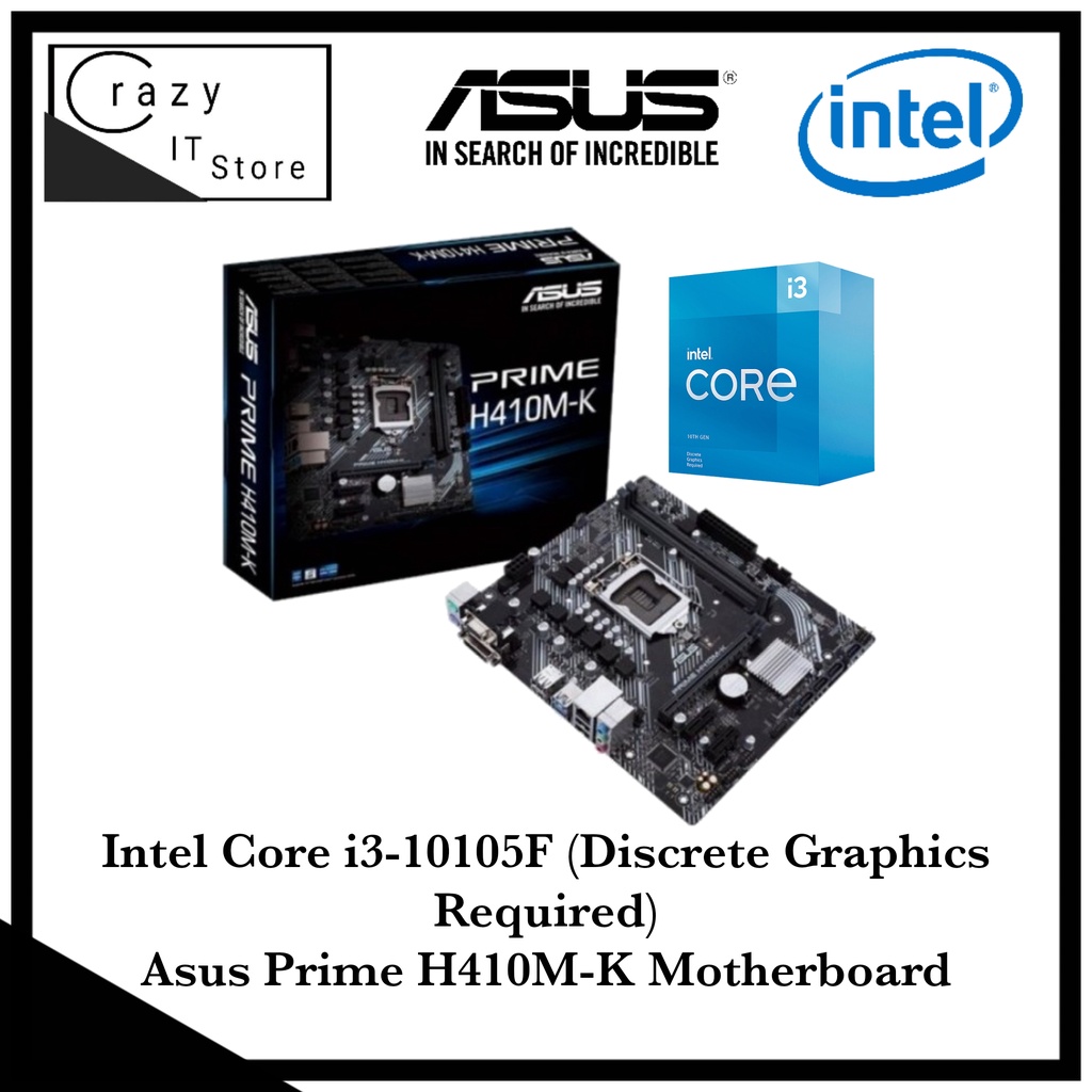 Intel Core I3 10105f Asus Prime H410m K Motherboard Shopee Malaysia 5087