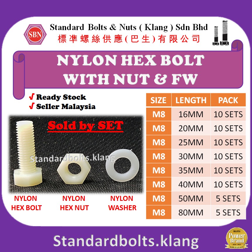 300 Pièces (100 Jeux) De Vis Hex M3 X 8mm + Écrous + Rondelles En Nylon - Blanc